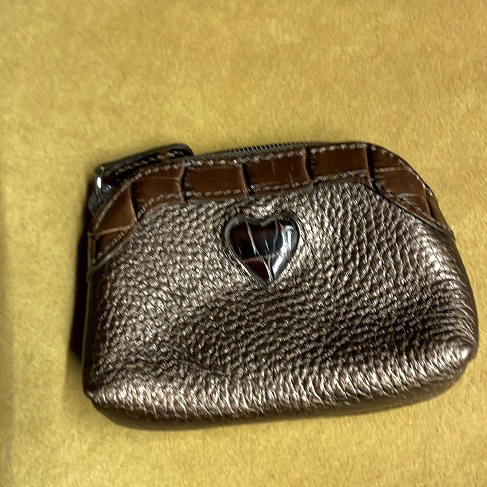 Brighton Love Heart Croc Patent/Pebbled Leather Mini Coin Purse